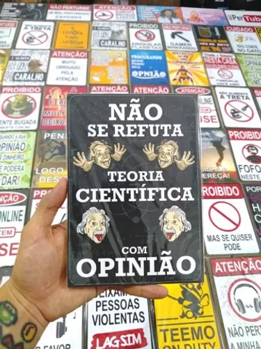 Quadro "Não se Refuta Ciência com Opnião" - Mdf Memes Humor Einstein Placa - NerdDog Store