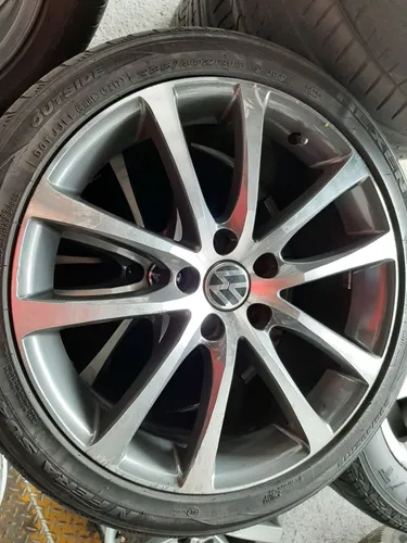 Roda aro 18 estilo BBS grafite com diamantado 5X112 Passat Pneu 225 40 18