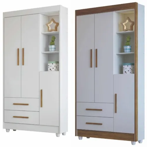 Guarda Roupa Flocos Branco Branco.Ipe Flex Frete Grátis