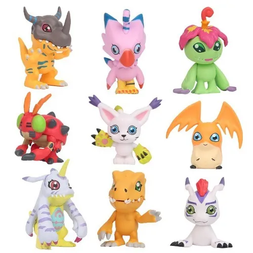 Bonecos Digimon Digmon Miniaturas digmons coleção Greymon Piyomon Palmon kit 9 unid