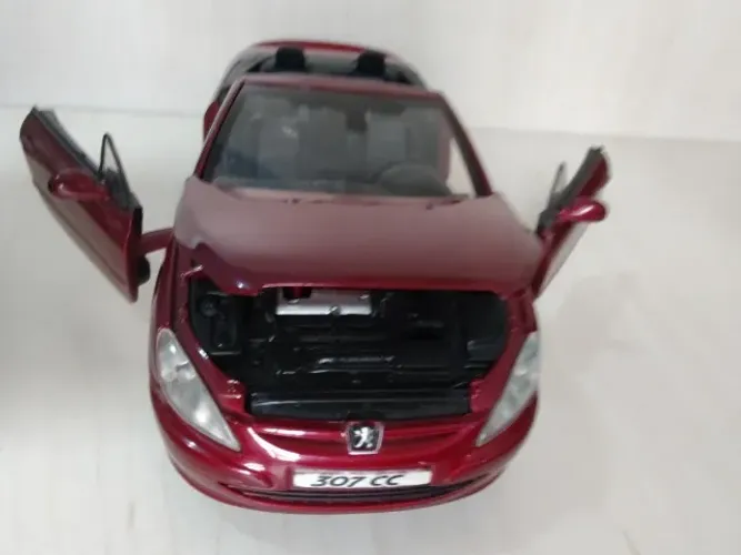 Miniatura Peugeot 307 CC - 1/24 (17,5 cm.) - Vermelho Metálico (Vinho) - RARO ÚNICO