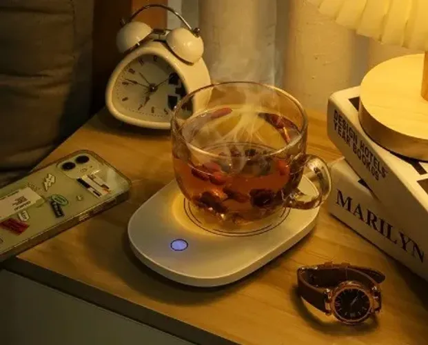Aquecedor de Xícara Caneca Vidro Temperado Inverno com Tomada