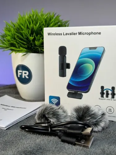 Microfone de Lapela Sem Fio 2 Unidades Tipo C