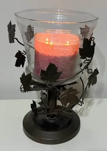 Suporte para vela perfumada (metal e vidro) perfeito estado - vela nao inclusa) 
