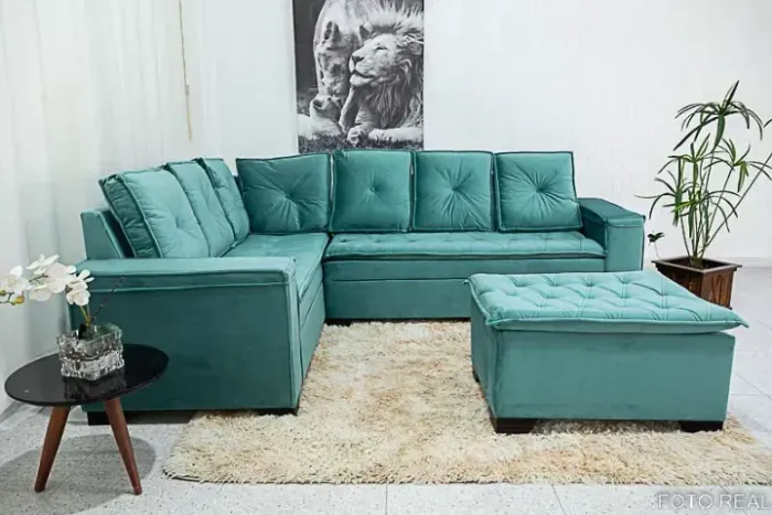 Sofá Canto 5 lugares com Puff Alemanha Pronta Entrega!