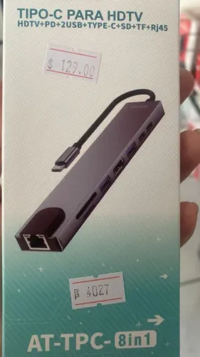 Hub Tipo-C 8 em 1 HDMI 4K, LAN e Múltiplas Portas At-Tpc Shinka Loja Coimbra Computadores