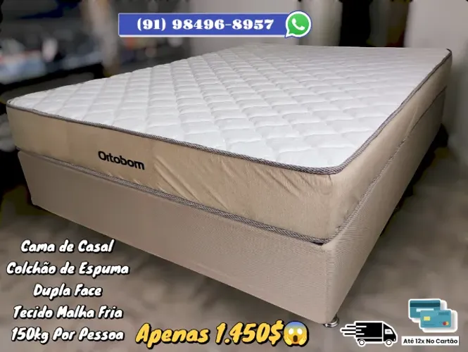 CAMA DE CASAL COLCHÃO DE ESPUMA SUPORTA 150KG POR PESSOA 