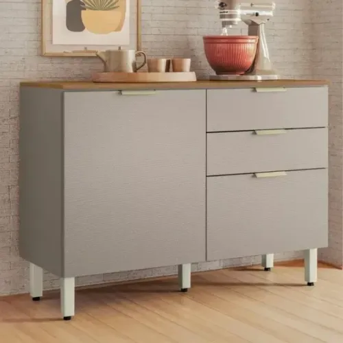 Balcão alba amendola nude  com 3 pts e 2 gav