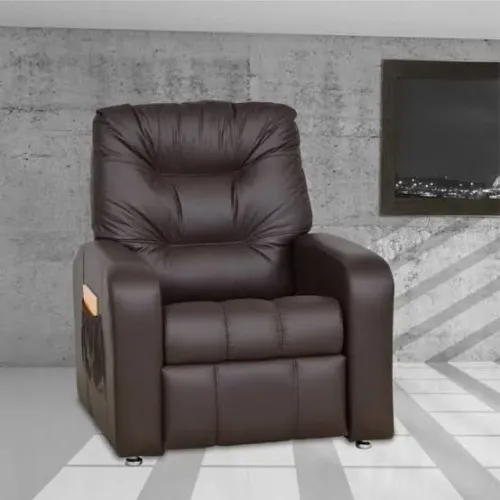 Poltrona Reclinável Confortável (Azera Matrix) em Courino Marrom