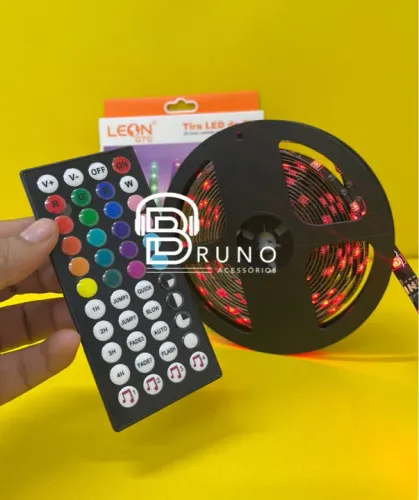 Fita LED RGB Sensor Ritmo com Controle Remoto 5 Metros