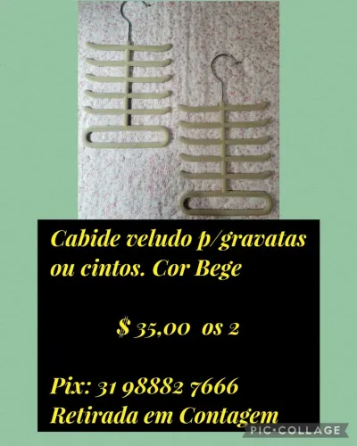 Cabide de veludo para gravatas e cintos