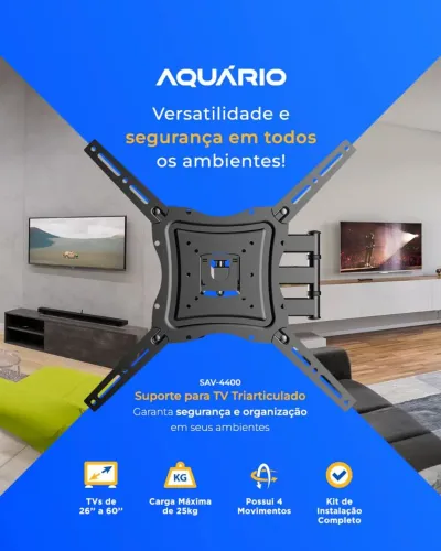 Suporte para TV Triarticulado até 60 polegadas - Segurança e organização
