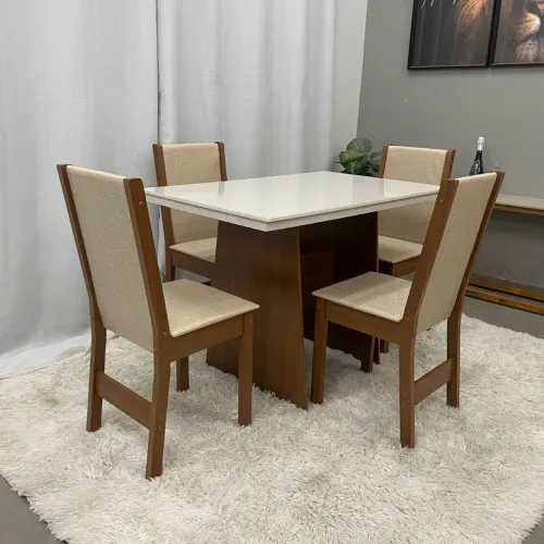 Mesa de Jantar Patroni com 4 Cadeiras- Produto Novo Entrega Rápida