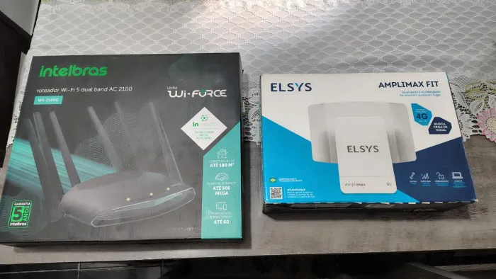 Amplimax elsys e Roteador Intelbras Wi-Fi 5 Dual Band AC 2100 ideal para sítios
