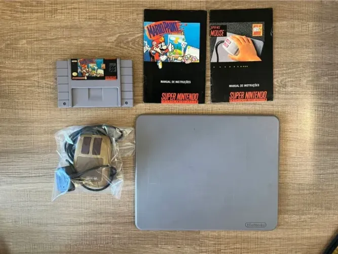 Jogo Mario Paint SNES + Mouse Pad e Manuais
