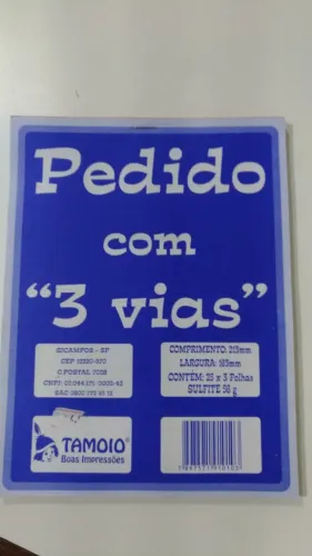Bloco Talão de Pedido cm 3 vías 25x3 Folhas 163x213mm Tamoio