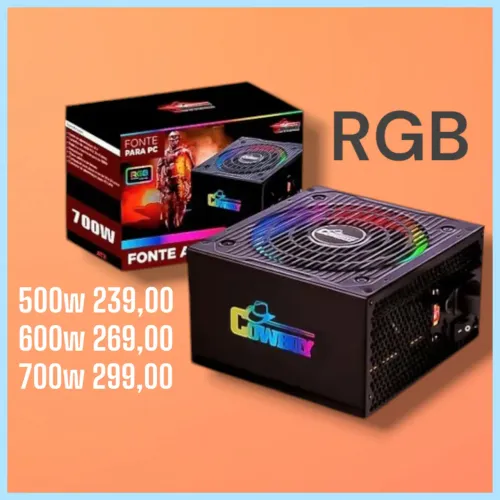 Fonte de alimentação ATX para PC com LED RGB