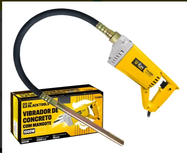 Kit Vibrador Concreto 1500w Com Mangote Mangueira 1,45mx35mm 220v Tvc650 The Black Tools