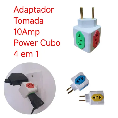 Adaptador Tomada 10Amp Power Cubo 4 em 1