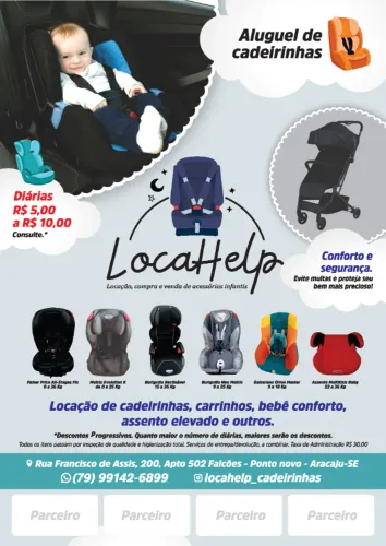 Locação de cadeirinha e carrinho infantil