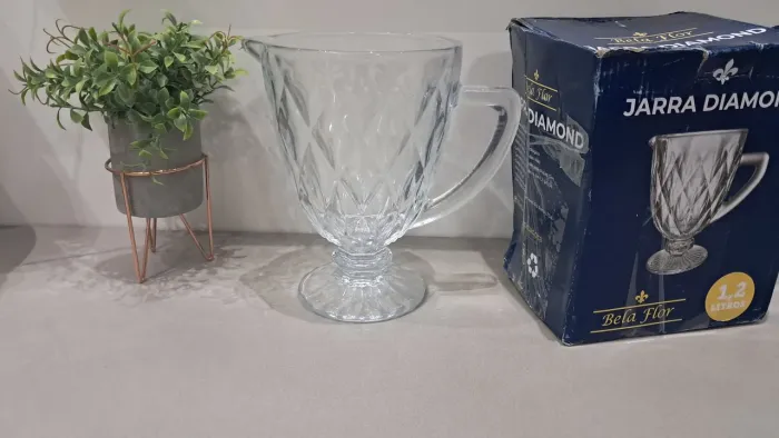 Jarra de Vidro Diamond 1,2 Litros Elegante  Para Suco Água Nova.