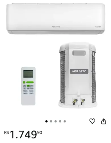 Ar condicionado AGRATTO 9000 btus inverter 220v novíssimo