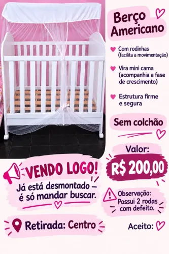 Berço americano que vira caminha