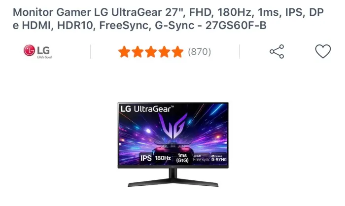 Monitor gamer lg ultragear 27