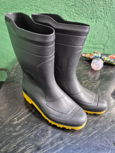 Bota Motoqueiro Borracha Pvc Galocha De Chuva Solado Amarelo