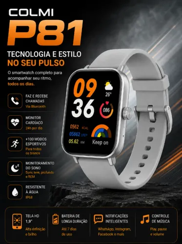 Smatwatch Colmi P81 Ultra Relógio Inteligente Cinza
