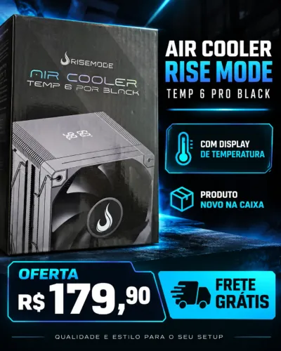 Air Cooler Rise Mode Temp 6 Pro Black com Display - Novo na Caixa