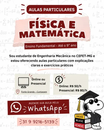 Aulas Particulares de Física e Matemática até o 9º ano