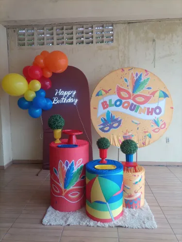 Aniversário tema bloquinho de Carnaval (Aluguel)
