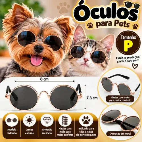 ÓCULOS DE SOL REDONDO PARA PETS - TAMANHO P