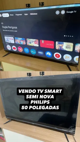Tv Philips Smart 4K completa com controle em perfeito estado