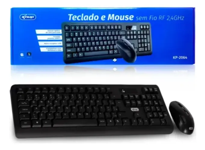 Kit teclado e mouse sem fio rf 2,4GHz
