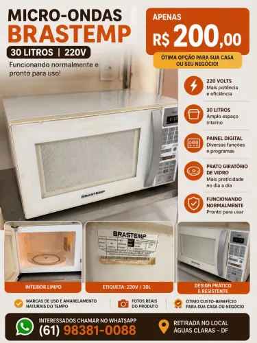 Micro-ondas Brastemp 30 Litros 220V Funcionando | R$ 200