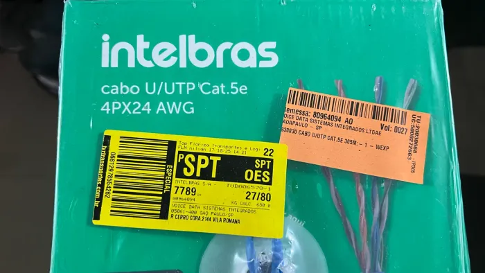 Cabo de Rede Intelbras Cat5e U/UTP 305m (Caixa Lacrada)