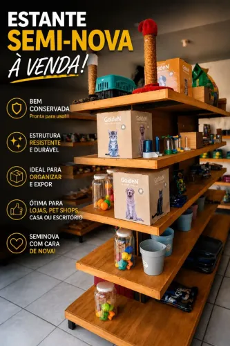 Estante Expositora de Madeira Seminova - Excelente Estado | Pronta para Uso