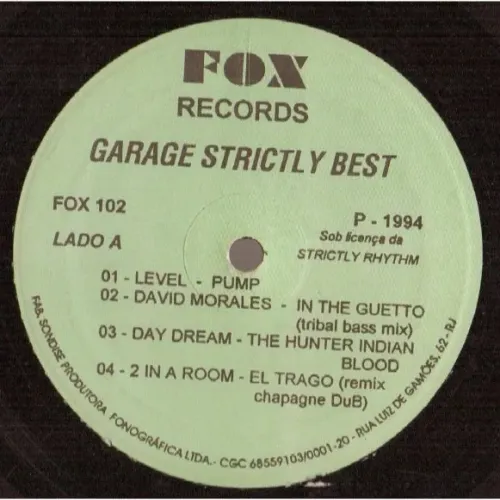 Garage Strictly Best - Lp Vinil Musica Eletronica e House 1994 (Diversos Artistas)