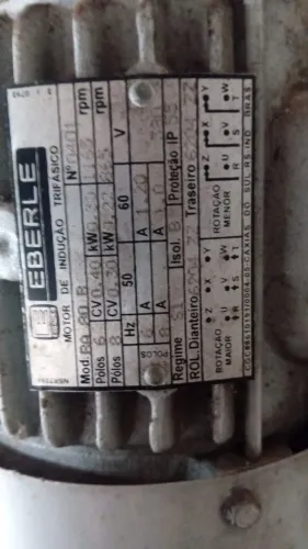 Motor novo 0,30/0,40 CV  VI/VIII pólos 