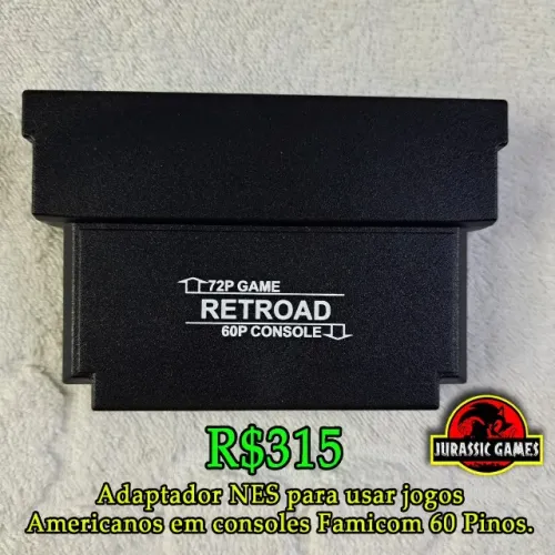 Adaptador de jogos 72 Pinos Americanos NES p/ jogar em consoles 60 Pinos Famicom Nintendo