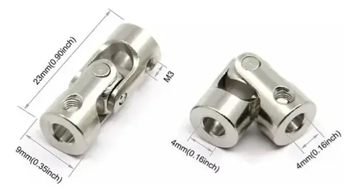 Acoplador Junta Aço 4mm Eixo Modelismo Motor Mini Cardan RC