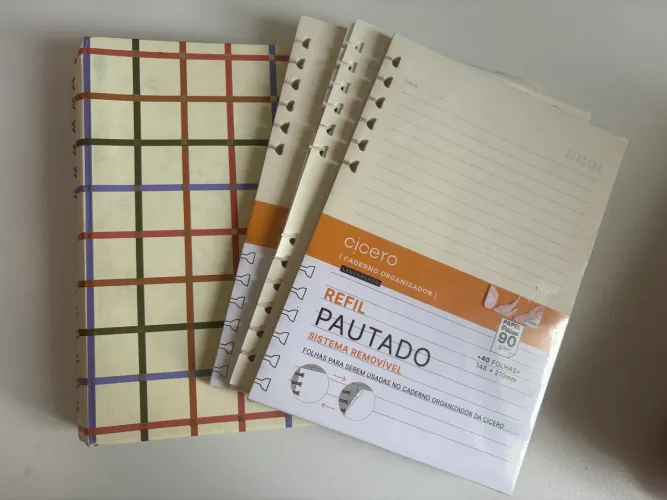 caderno organizador cicero pautado + 3 refis
