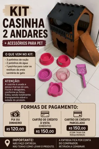 Kit Casinha 2 Andares para Pet + Acessórios | R$ 120,00 á vista, NÃO NEGOCIÁVEL