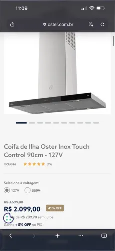 Coifa de Ilha Oster 90cm