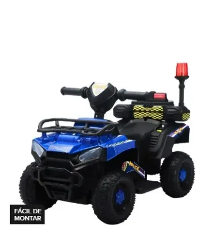 Carro Elétrico Infantil Policial 6v Frente/Ré Maxi Toys - AZUL