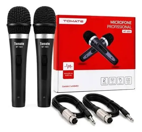 Kit com 2 Microfones Tomate MT-1003 (Novo na Caixa)