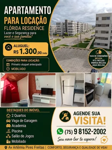 Aluga-se apartamento mobiliado