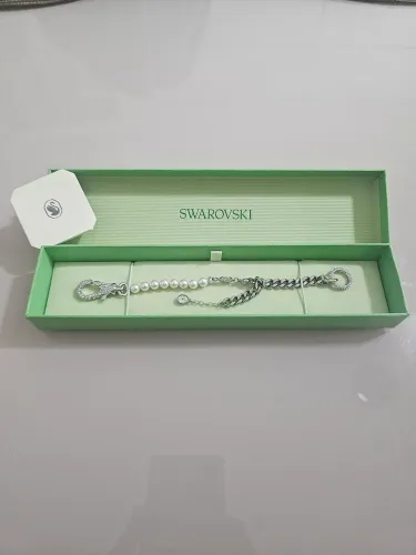 Pulseira Swarovski Dextera Pérola + Pavé Ródio M (Original/Nova na Caixa)